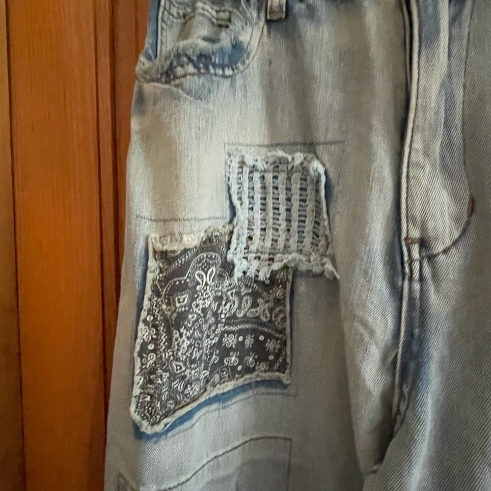 NEW POL Light Blue Patchwork Jeans! SZ Med - Picture 3 of 16